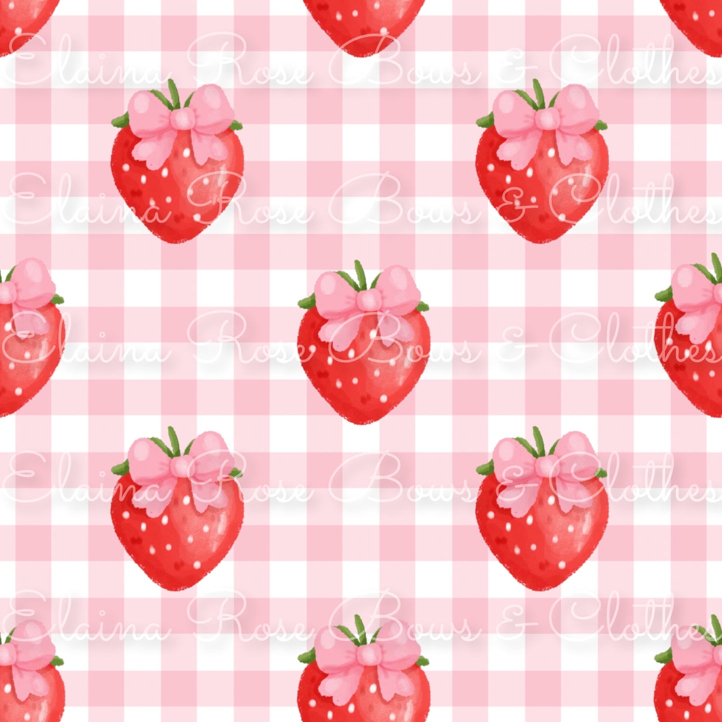 strawberry coquette bows gingham