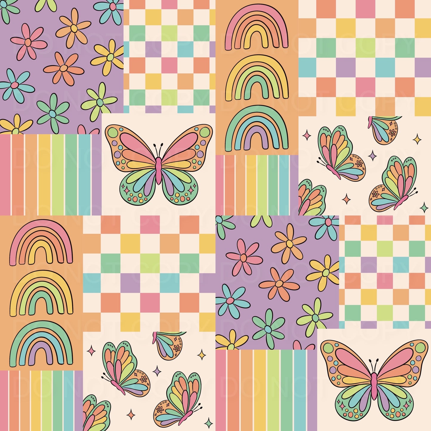 rainbow butterfly patchwork