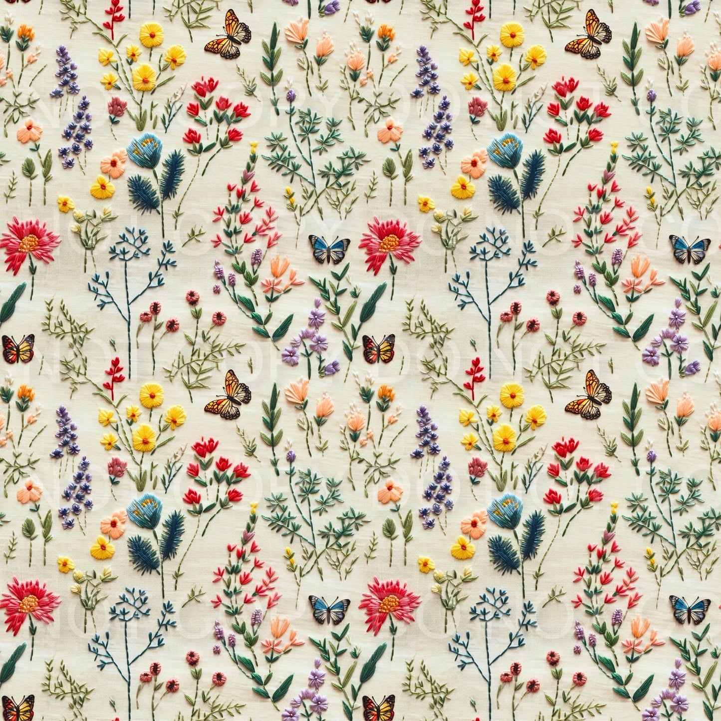embroidery floral butterflies