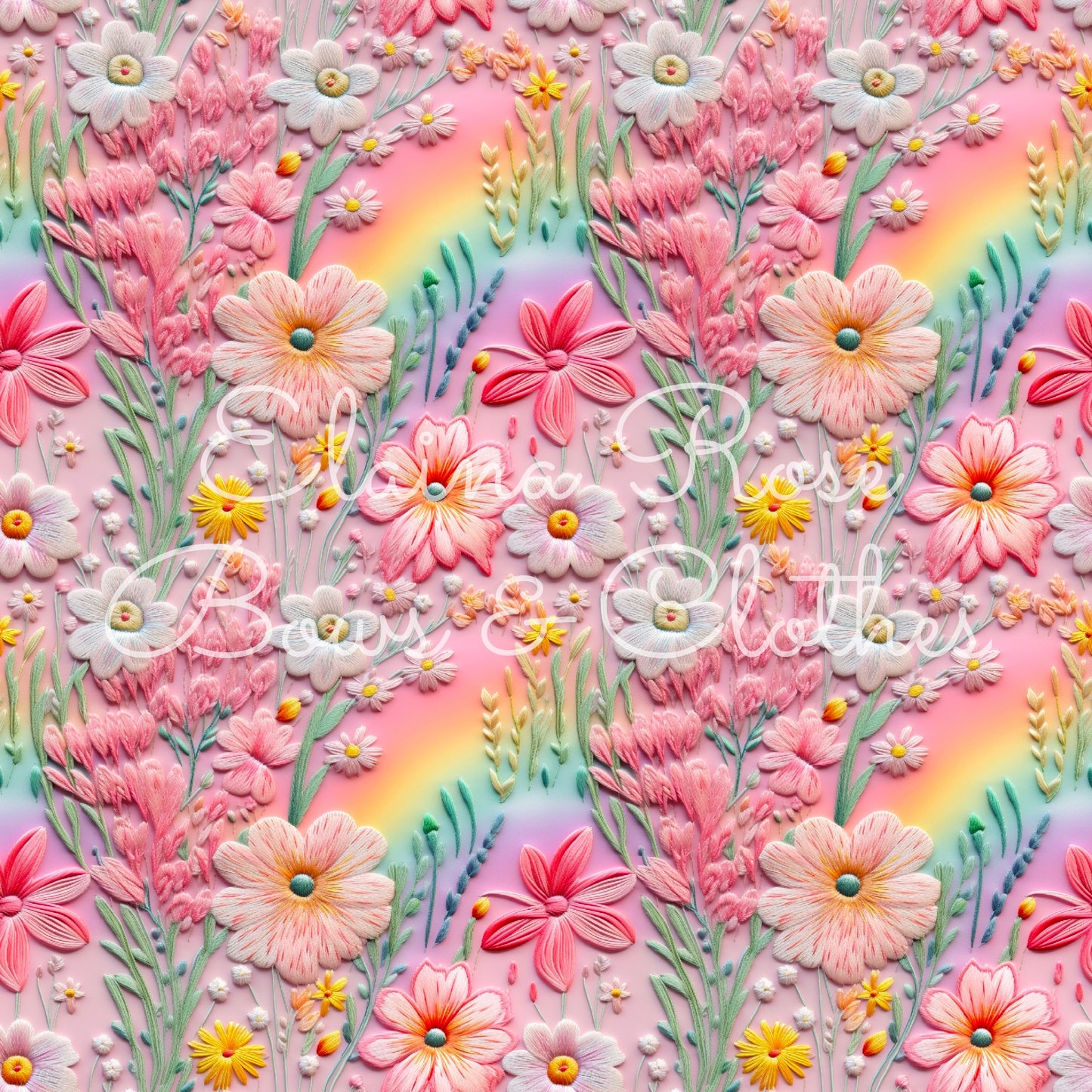 rainbow embroidery floral