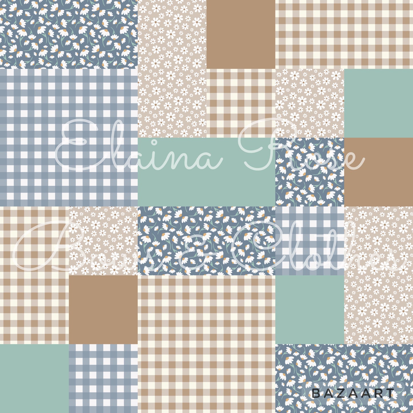 floral gingham patchwork