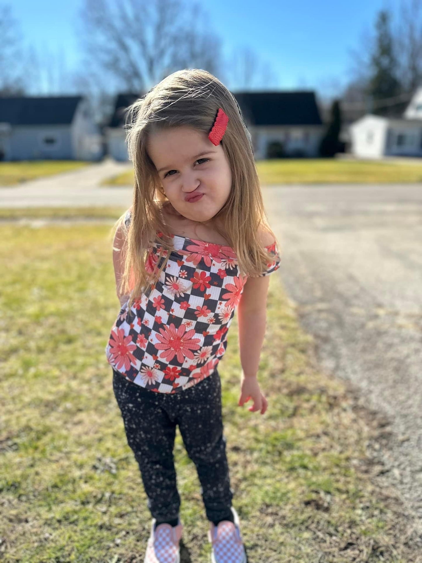 checkered valentine floral