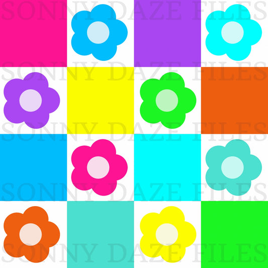 Rainbow checkered floral