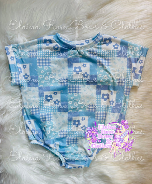 blue and purple floral patchwork