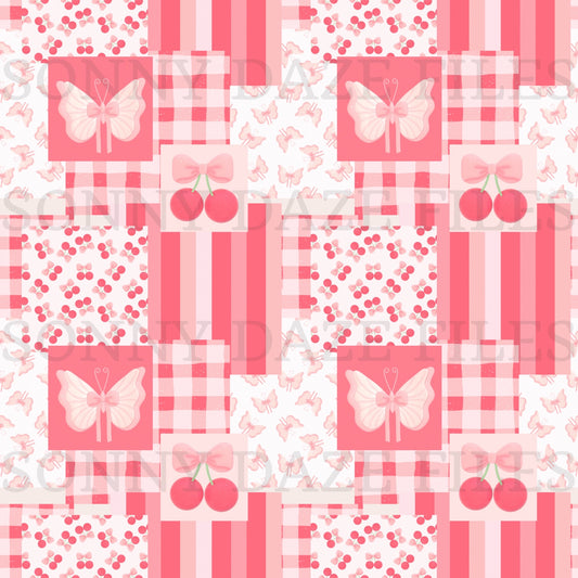 Coquette butterfly cherry patchwork