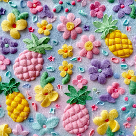 felt pineapple and flowers