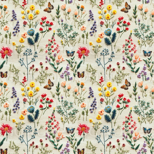 embroidery floral butterflies