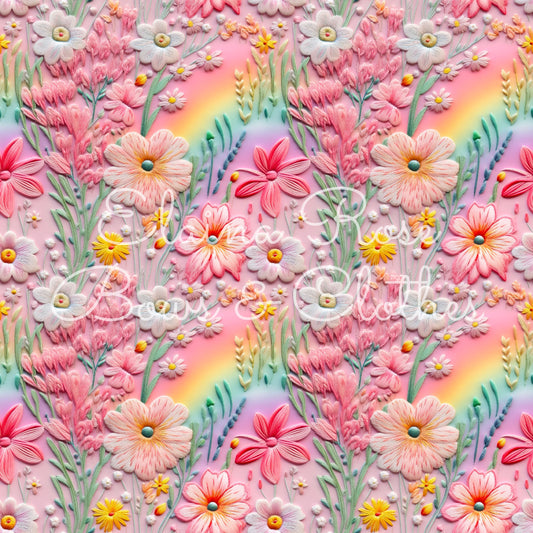 rainbow embroidery floral