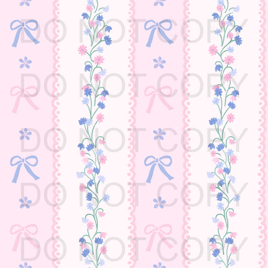 Coquette lace floral stripes