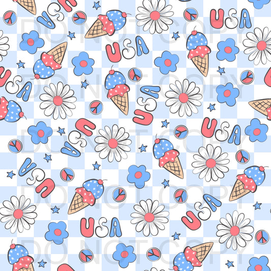 USA ice cream and flowers