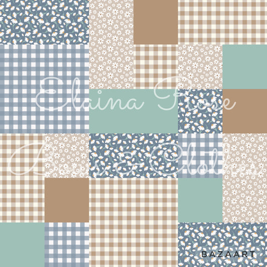 floral gingham patchwork