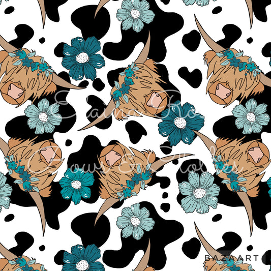 highland cows floral