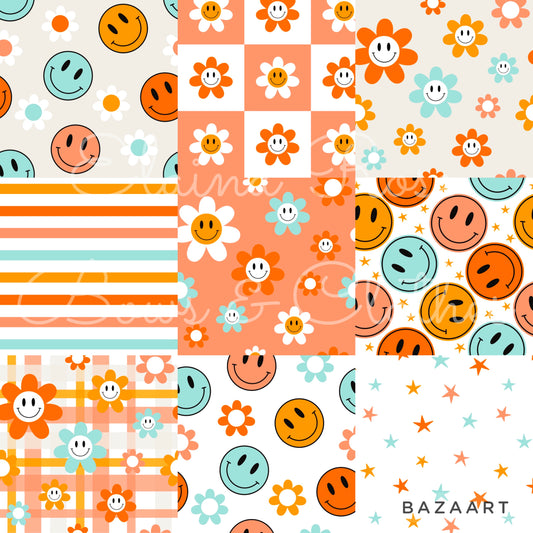 retro smile floral patchwork