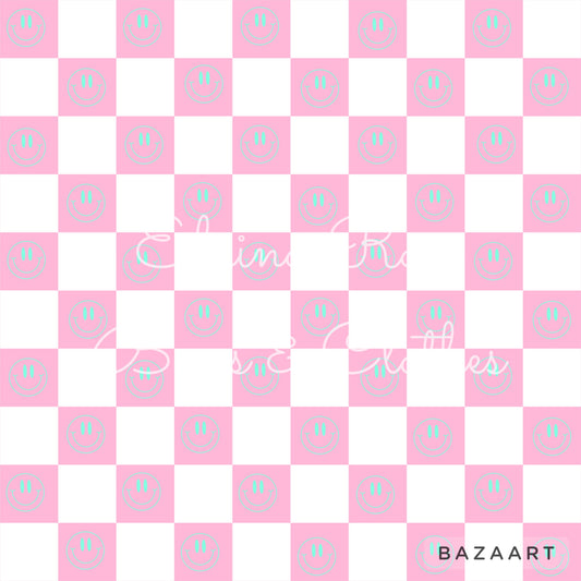 pink checkered smiley